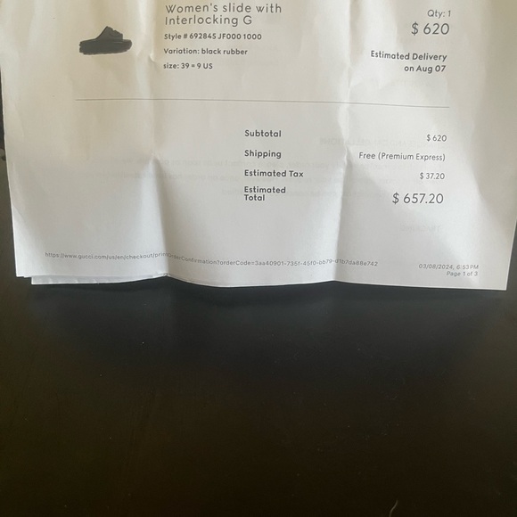 Authentic Gucci Slides, Just like new. Has original box and slide covers. - Picture 5 of 5